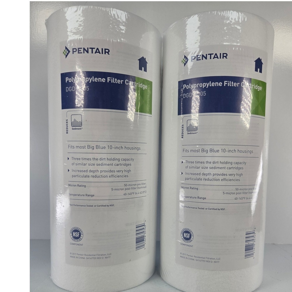 2 PackPentair DGD-5005 Polypropylene Sediment Filter Cartridge 10-Inch Big Blue